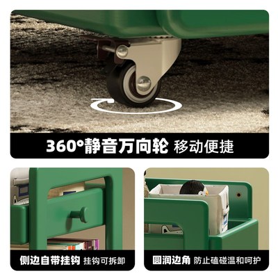 儿童书包置物架小型实木推车可移动零食玩具收纳整理架子多层落地
