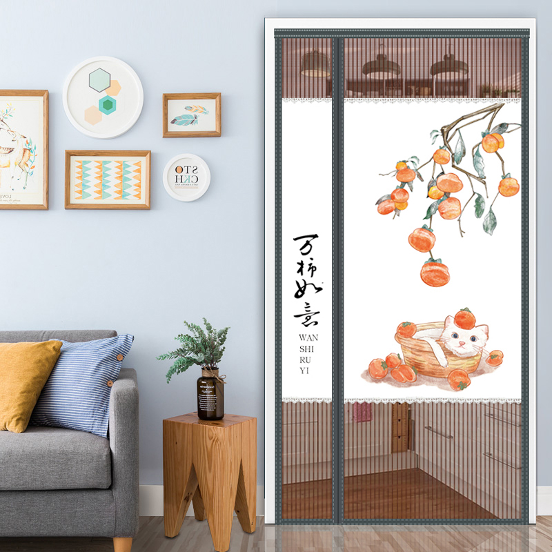 夏季防蚊门帘磁吸偏m分防窥遮挡帘卧室大门免打孔粘贴通风静音纱