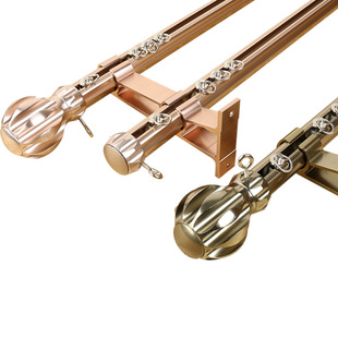 加厚静音顺滑轮铝合金罗马杆挂钩窗帘杆轨道单双侧装侧滑轮子吊杆