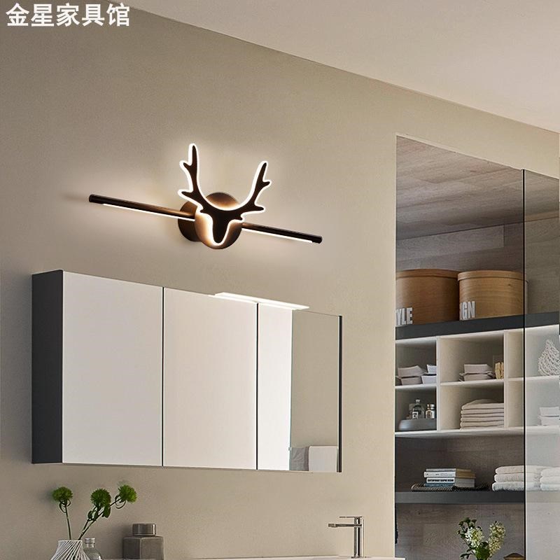 卫生间洗脸盆镜前灯 网红浴室洗漱台镜柜J鹿角壁灯创意梳妆台LED