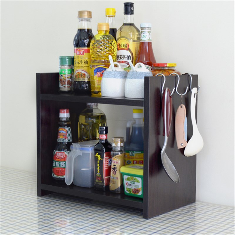 二层置物架厨房台面调料架拐角架木质多层收纳储物多层桌面多功能