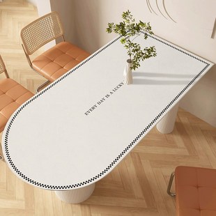 岛台桌垫轻奢高级感半圆弧形餐桌垫防水防油免洗防烫桌布椭圆台布