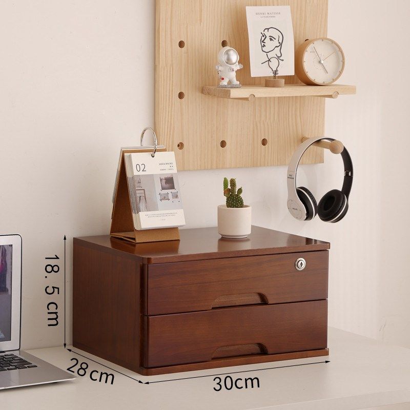 30cm木质桌面收纳盒抽屉式多功能杂物储物整理办公小柜实木免组装,收纳整理,桌面收纳盒,淘宝优惠券,粉丝福利购,淘宝优惠卷