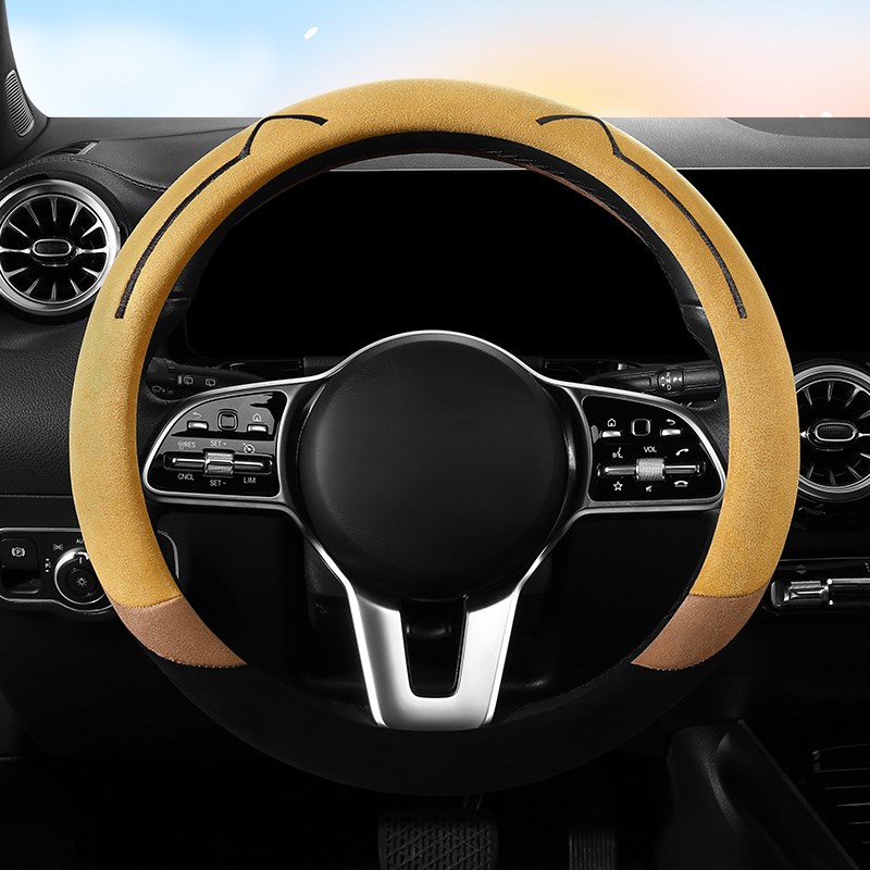 汽车方向盘套夏季超薄时尚运动吸汗C防滑把套翻毛皮柔软女四季通
