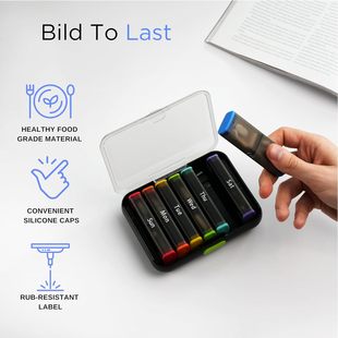 一周七天14格早晚两顿分装药盒胶囊药丸随身便携分类长条状收纳盒