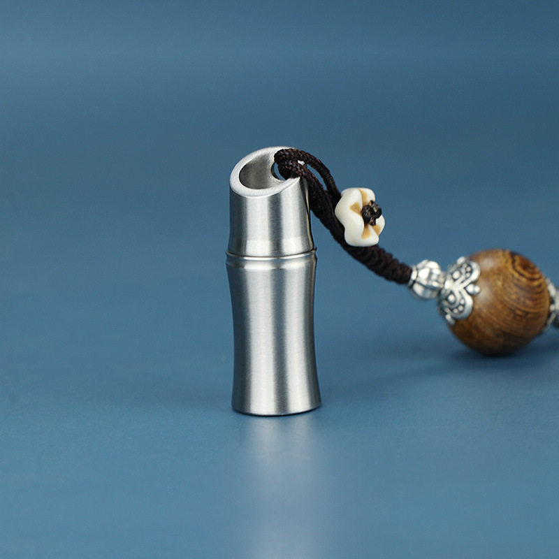 不锈钢竹节小药盒防潮随身便携式