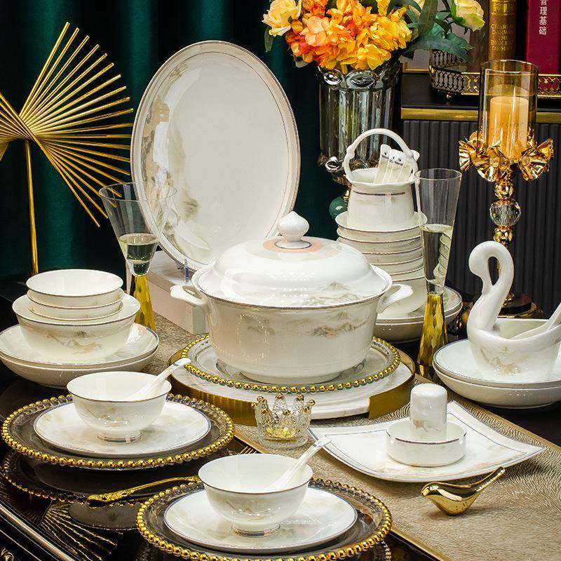 乔迁礼物餐具礼盒套裝景德镇陶瓷碗碟盘家用结婚送礼高温釉面安全,餐饮具,餐具瓷器套装,淘宝优惠券,粉丝福利购,淘宝优惠卷