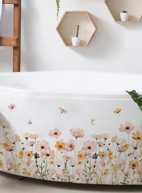 雏菊花朵植物踢脚线装饰贴画浴室玻璃清新花墙贴壁画贴纸69055