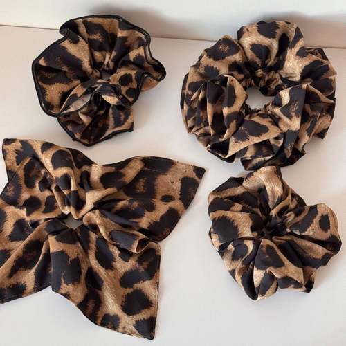 复古豹纹布艺大肠发圈女高弹力耐用皮筋高颅顶扎马尾发绳头饰新款