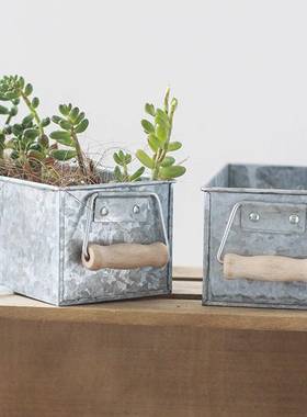 厂家亚马逊跨境款美式花盆铁皮肥皂盒收纳容器铁皮花器SOAPS英文