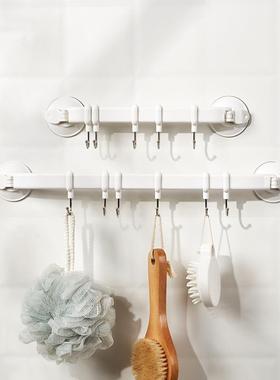 日式真空吸盘六连挂钩厨房壁挂排钩浴室墙壁免钉无痕衣服挂勾挂架
