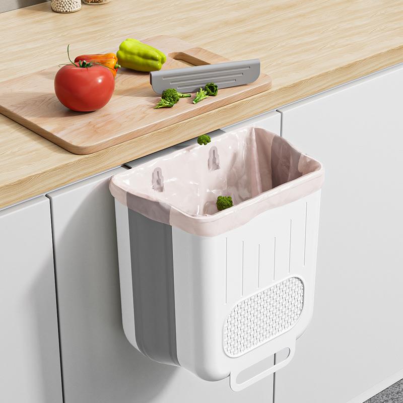 厨房壁挂垃圾桶家用折叠垃圾桶免弯腰大号桌面垃圾筒挂柜门收纳桶