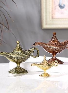 厂家直销阿拉丁神灯欧式复古工艺品家居摆件金属创意香薰壶许愿灯