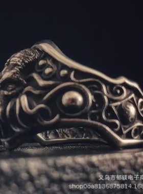 克苏鲁戒指 男潮古银梦境之戒可调节指环暗黑魔法神话饰品