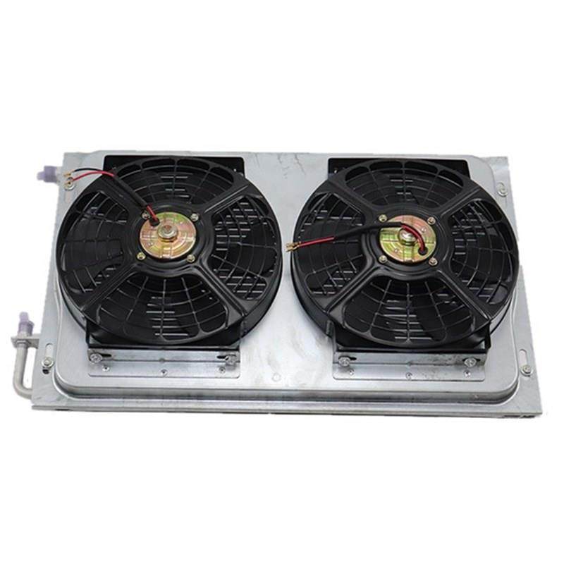 货车空调冷凝器总成12v24v挖掘机汽车改装通用型散热网电子扇风机
