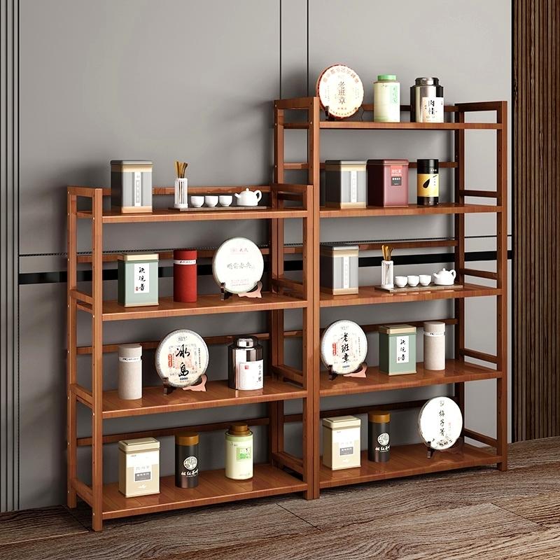 茶桌边茶架子置物架茶叶茶杯具架客厅茶叶展示柜收纳柜小型博古架