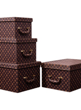 皮质收纳箱整理箱大中小号收纳箱衣柜衣帽间样板间橙色摆件装饰盒