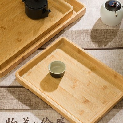 Rectangular bamboo tray wooden tea tray round fruit tray