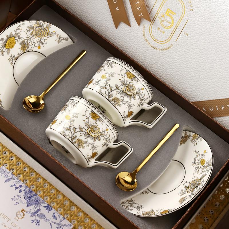 第五味骨瓷咖啡杯子高档精致套装下午茶具礼盒装生日乔迁结婚礼物