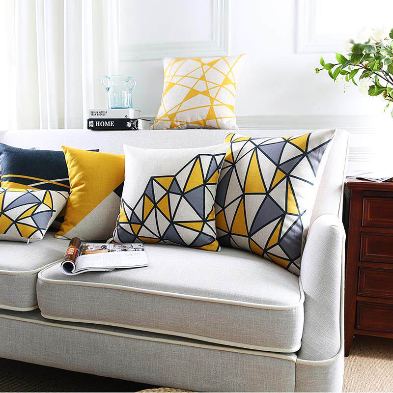 木有年轮 北欧ins风棉麻抱枕几何简约客厅沙发靠垫汽车用腰靠枕套