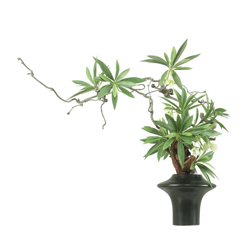 新中式日式侘寂禅意仿真枯枝绿植盆景花艺民宿会所茶室酒店装饰品