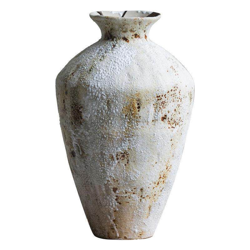 景德镇复古陶瓷花侘寂风家居客厅装饰品摆件插干花粗陶花器包邮