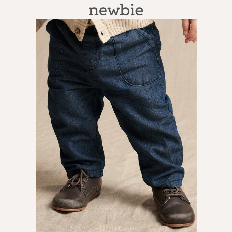 Newbie瑞典进口童装春夏新品深蓝色抽绳牛仔裤裤子