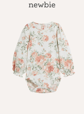 Newbie瑞典童装春夏婴儿花卉系列宝宝玫瑰印花连体衣爬服