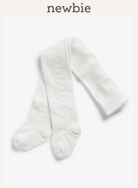 Newbie瑞典进口童装秋冬婴幼儿有机棉白色爱心印花连裤袜长袜保暖