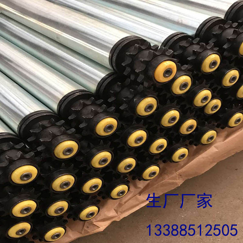 双链动力滚筒流水线单齿轮轴多锲滚筒