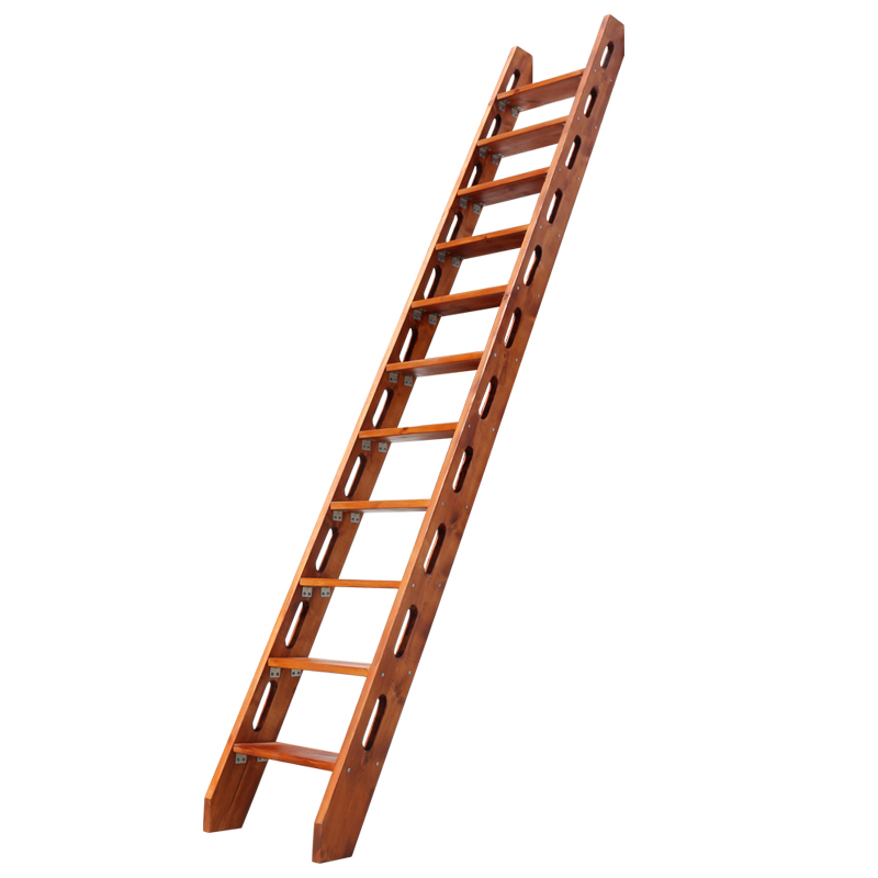 整体扶手实木梯子学生上下床铺带孔家用直梯简易阁楼复式活动楼梯