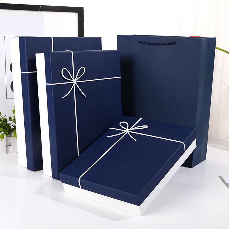 长方形生日礼盒精美包装盒商务礼物盒蓝色大号衬衫围巾礼品盒定制