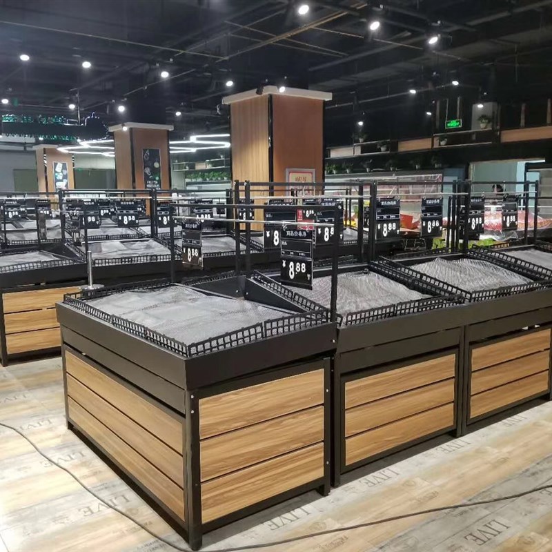 超市蔬菜架水果架水果店便利店永辉款水果货架钢木展示架