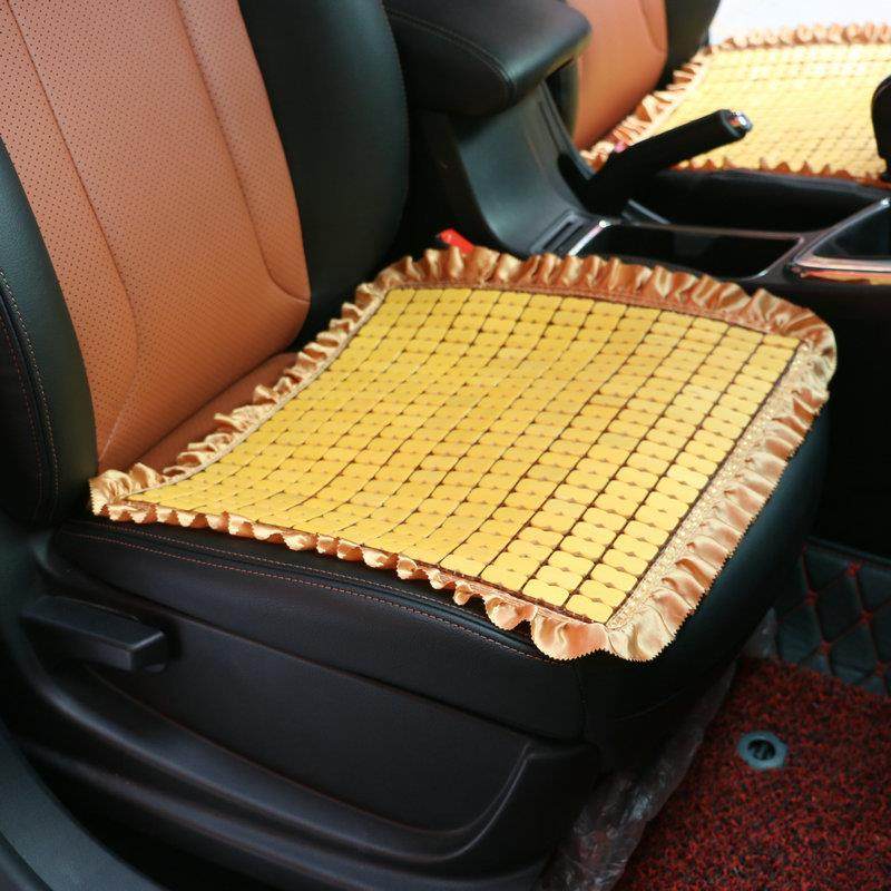 新款直销夏季竹片汽车坐垫 夏天花边竹片方垫三件套汽车座垫子 竹