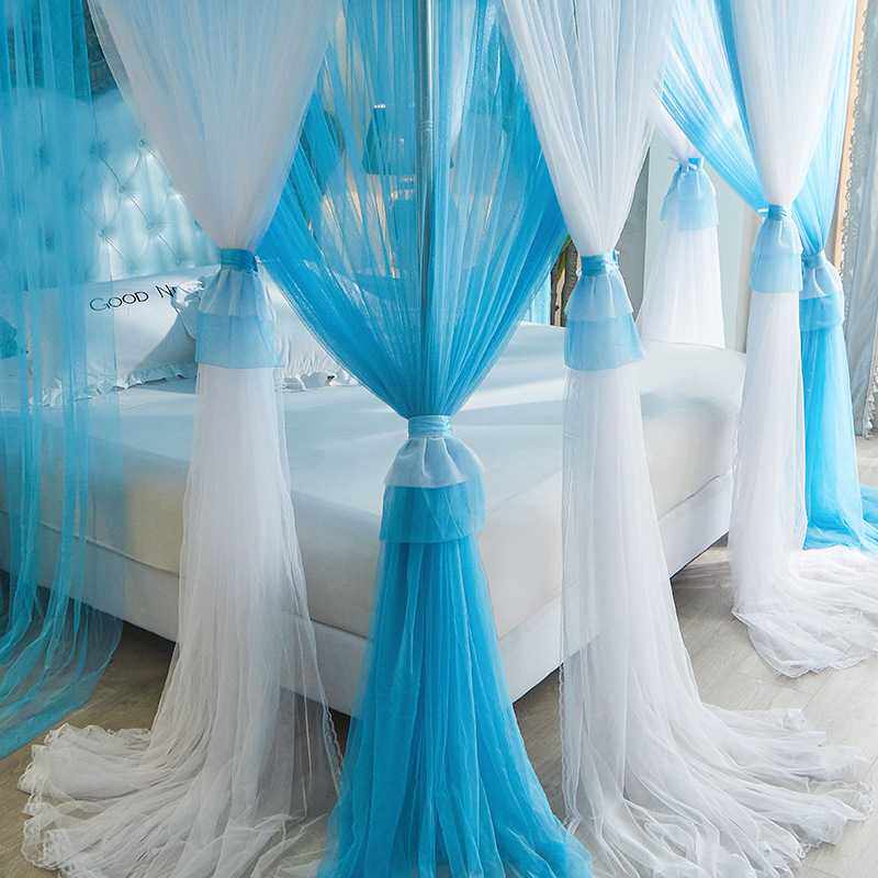 新款直销落地双层纱宫廷蚊帐三开门加粗不锈钢方顶加厚加密公主风