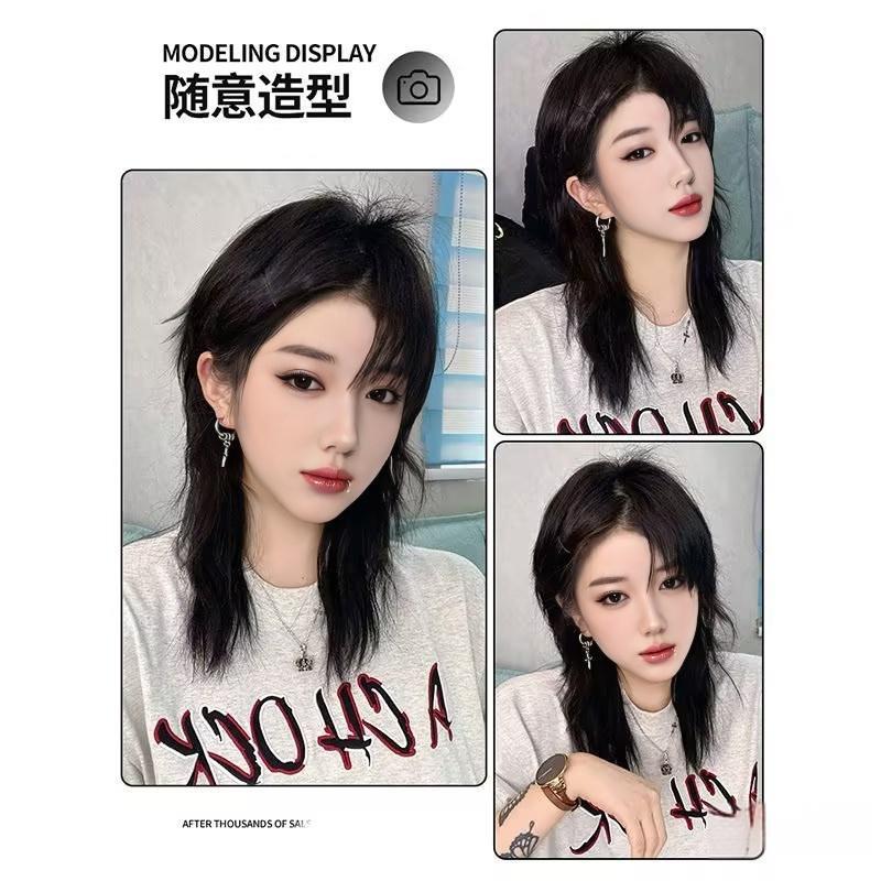 新款直销狼尾发片鲻鱼头短发假发片一片式蓬松增发自然接发片无痕
