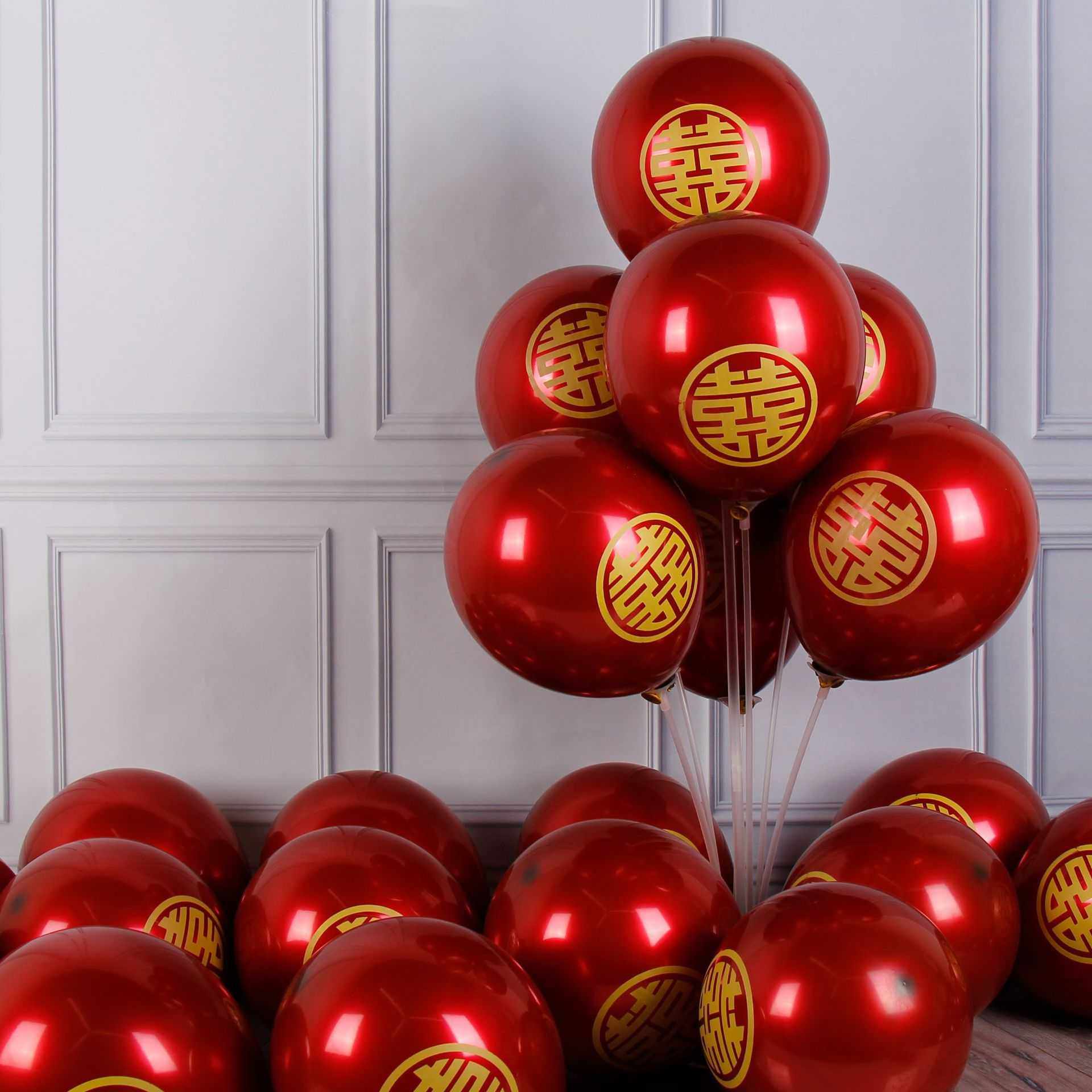 新款直销10寸双层香奈红喜字气球网红婚房布置结婚装饰婚庆用品气,节庆用品/礼品,气球,淘宝优惠券,粉丝福利购,淘宝优惠卷