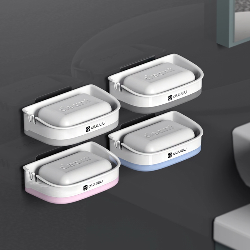 新款直销创意双层沥水皂盒卫生间香皂架无痕置物架免打孔肥皂盒