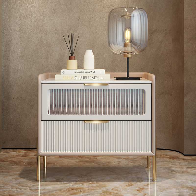 新款直销万昌平轻奢智能床头柜家居简约现代皮质全实木充电密码卧