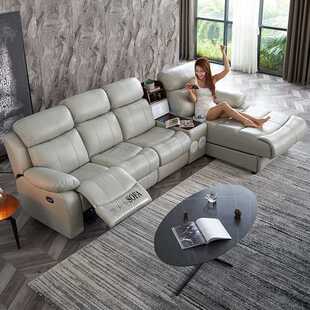 新款直销现代牛皮智能沙发舱家庭影院客厅简约L型转角头层皮组合