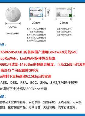 新款直销LoRaWAN节点模块ASR6505/6601无线Lora通信低功耗TXCO温