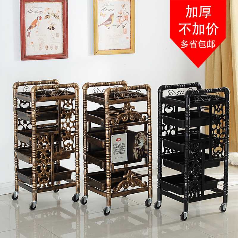 新款直销复古小推车美容美发专用杠车发廊理发置物架理发店烫染推