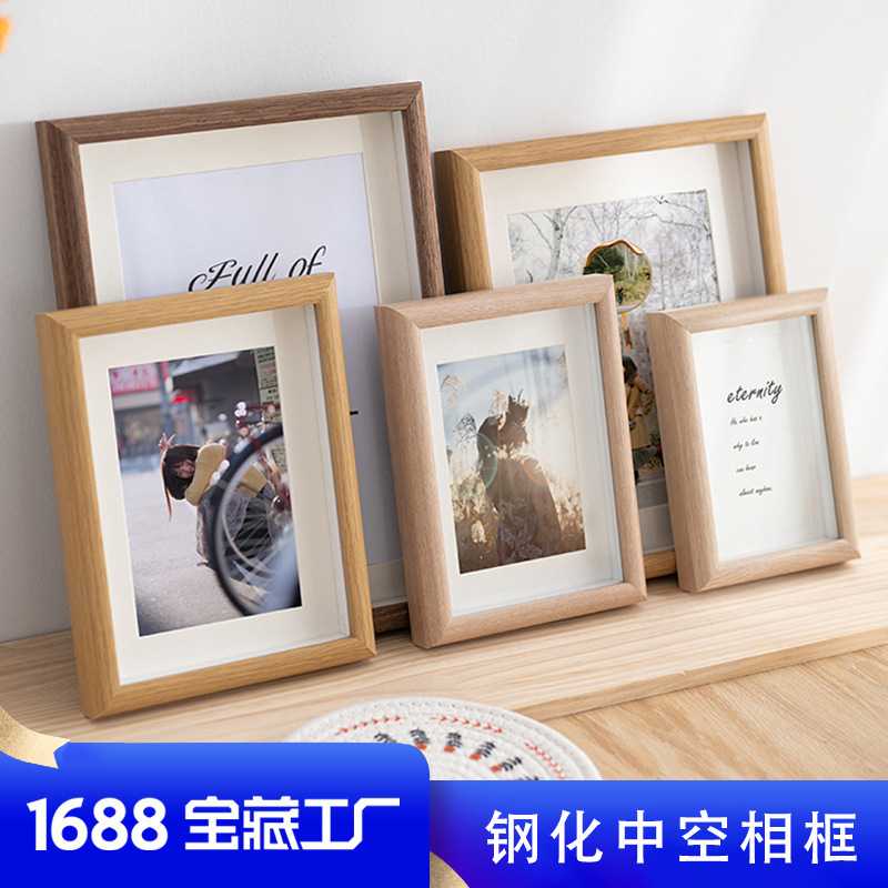 新款直销中空立体木质玻璃相框摆台diy框架678寸摆件A4a3展示画框