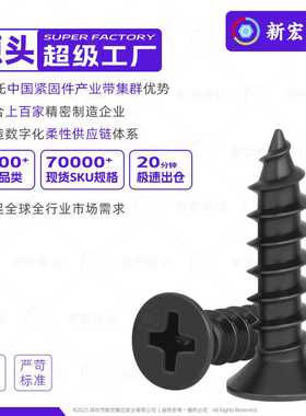 新款直销碳钢铁黑色KA十字槽沉头自攻螺丝平头自攻加长螺钉m1m1.2