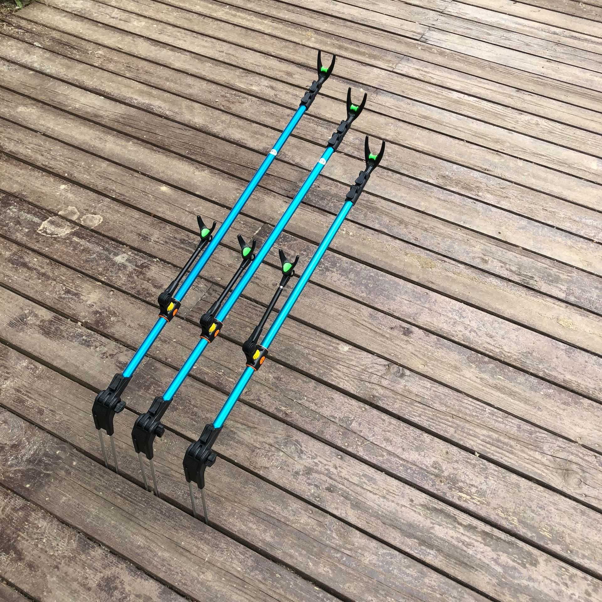 新款直销鱼竿支架加厚彩铝合金炮台支架鱼竿杆架 钓箱插地两用炮