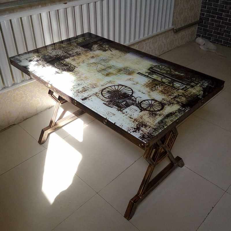 新款直销工业风铁艺复古快餐桌椅组合烧烤火锅店桌椅 主题餐厅桌