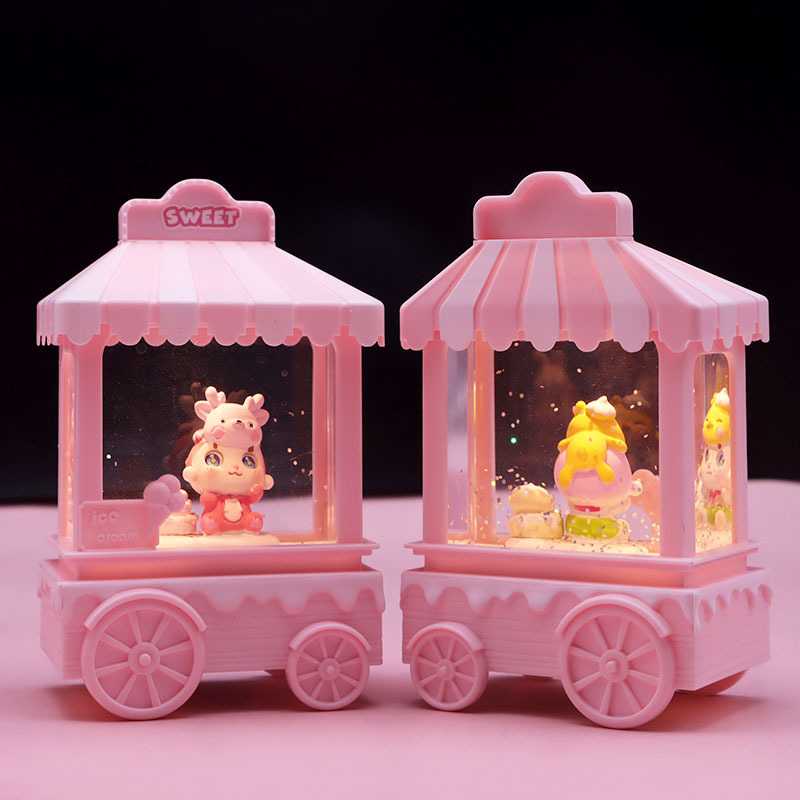 新款直销可爱动物甜点水晶音乐盒小夜灯发光星星灯学生创意礼品生