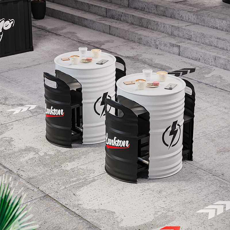 新款直销户外桌椅组合工业风奶茶店咖啡厅铁艺创意卡座外摆汉堡店