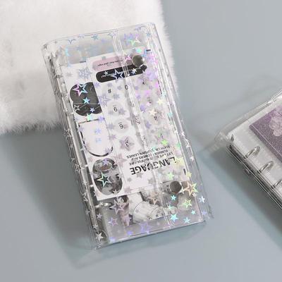 新款直销A6透明half活页夹可拆卸简约清新手账本封面3寸人生四格