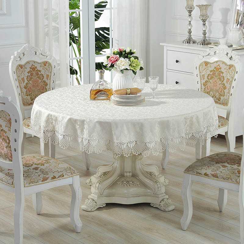 新款直销欧式布艺桌布蕾丝田园绣花酒店大圆桌餐桌布家用餐厅椅垫